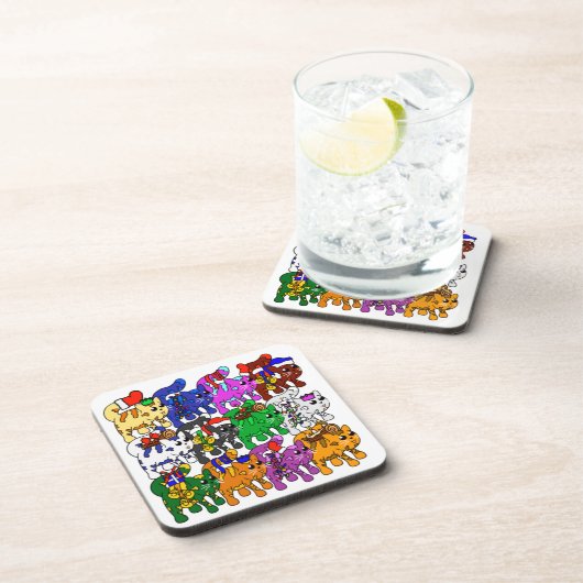 Festive Jolly Meowy Weihnachtskatzen Getränkeuntersetzer (Rechte Seite)