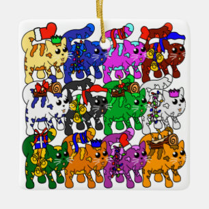 Festive Jolly Meowy Weihnachtskatzen Keramikornament