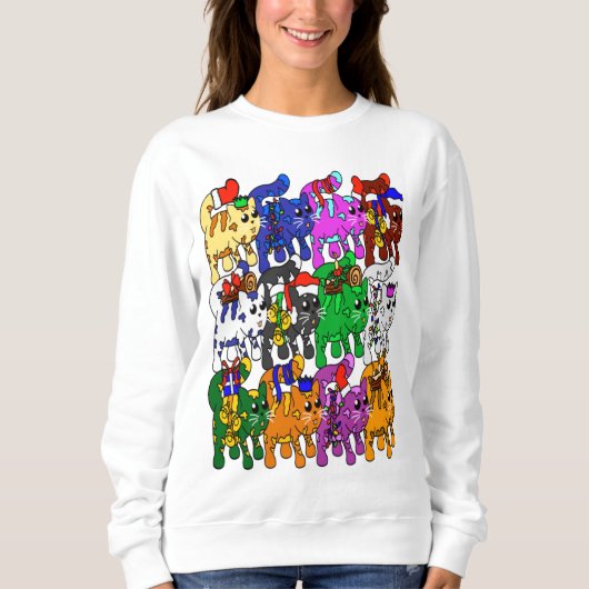 Festive Jolly Meowy Weihnachtskatzen Sweatshirt (Vorderseite)