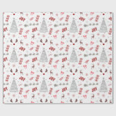 Festive Joy Christmas – Santa, Reindeer & Ho Ho Ho Geschenkpapier (Flach)