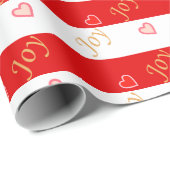Festive Joy Heart Pattern auf gestreiftem Rot und Geschenkpapier (Rolleneckpunkt)