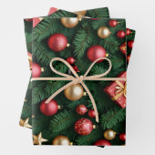 "Festive Joy — Red & Gold Christmas Magic" Geschenkpapier Set (Beispiel)