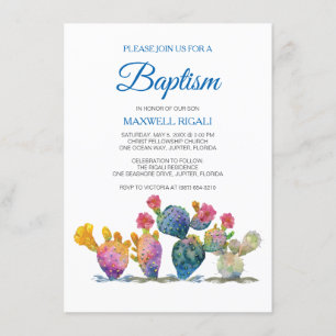 Festive Kaktus BOY BAPTISM Fiesta Einladung