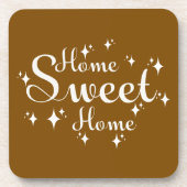 Festive Kalligraphie und Sterne "Zuhause Sweet Zuh Getränkeuntersetzer (Vorderseite)