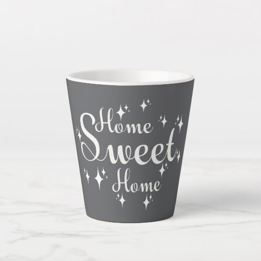 Festive Kalligraphie und Sterne "Zuhause Sweet Zuh Milchtasse (Vorderseite)