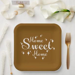Festive Kalligraphie und Sterne "Zuhause Sweet Zuh Pappteller