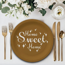 Festive Kalligraphie und Sterne "Zuhause Sweet Zuh Pappteller