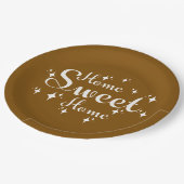Festive Kalligraphie und Sterne "Zuhause Sweet Zuh Pappteller (Schrägansicht)