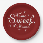 Festive Kalligraphie und Sterne "Zuhause Sweet Zuh Pappteller (Vorderseite)