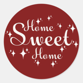 Festive Kalligraphie und Sterne "Zuhause Sweet Zuh Runder Aufkleber