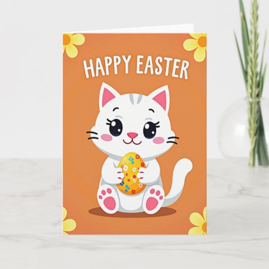 Festive Kitty Happy Egg Card Karte (Vorderseite)