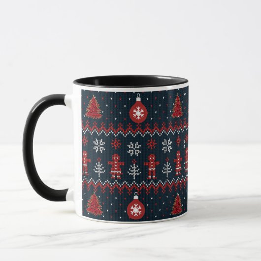 Festive knitted ginger bread snow flakes mug tasse (Links)