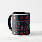 Festive knitted ginger bread snow flakes mug tasse (Vorderseite Links)