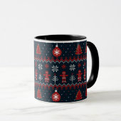 Festive knitted ginger bread snow flakes mug tasse (VorderseiteRechts)