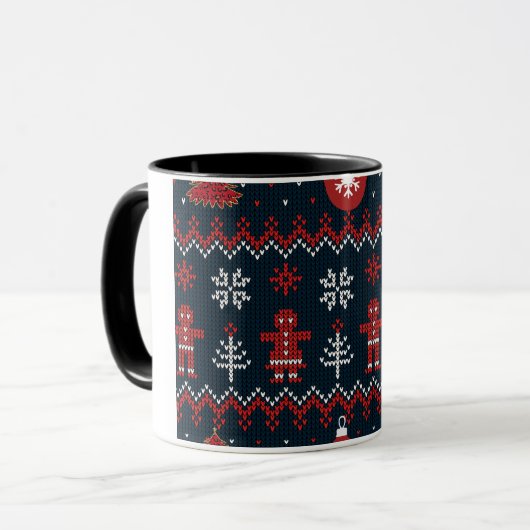 Festive knitted ginger bread snow flakes tasse (Vorderseite Links)