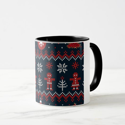 Festive knitted ginger bread snow flakes  tasse (VorderseiteRechts)