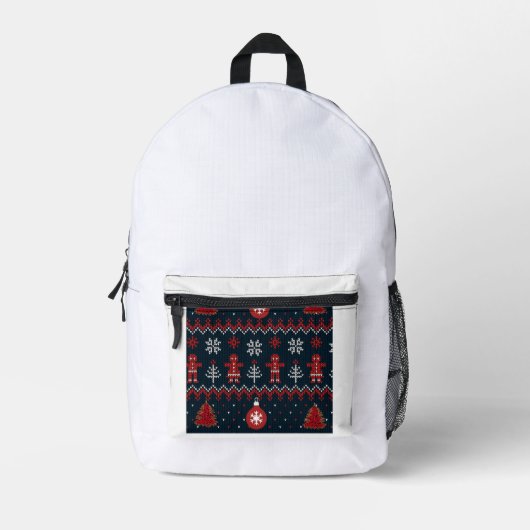 Festive knitted gingerbread snowflake pattern bedruckter rucksack (Vorderseite)
