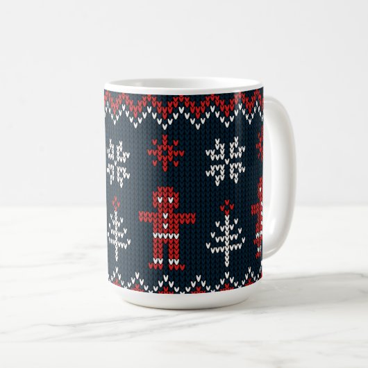 Festive Knitted Snowflakes gingerbread pattern Kaffeetasse (VorderseiteRechts)