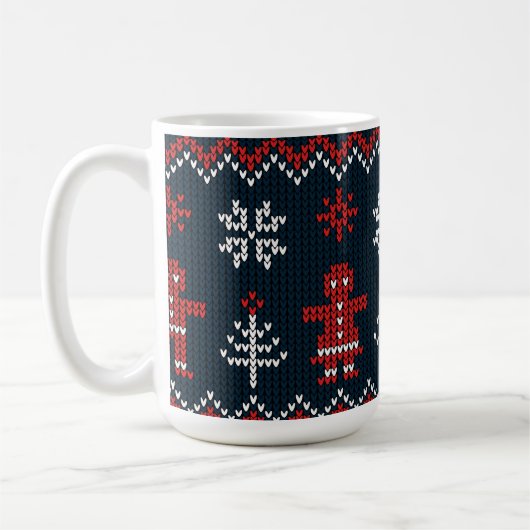 Festive Knitted Snowflakes gingerbread pattern Kaffeetasse (Links)