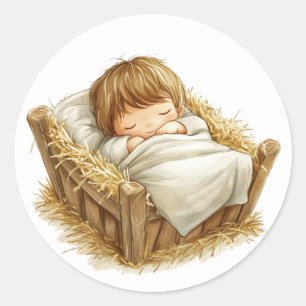 Festive Krippensticker Runder Aufkleber