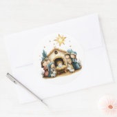 Festive Krippensticker Runder Aufkleber (Umschlag)