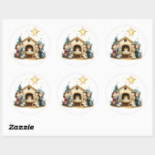 Festive Krippensticker Runder Aufkleber (Blatt)