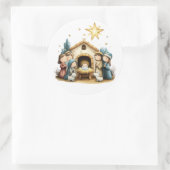 Festive Krippensticker Runder Aufkleber (Tasche)