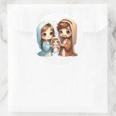 Festive Krippensticker Runder Aufkleber (Tasche)