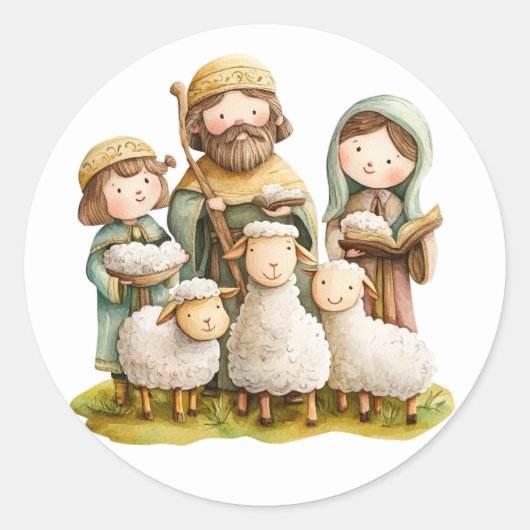 Festive Krippensticker Runder Aufkleber (Vorderseite)