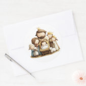 Festive Krippensticker Runder Aufkleber (Umschlag)