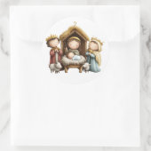 Festive Krippensticker Runder Aufkleber (Tasche)