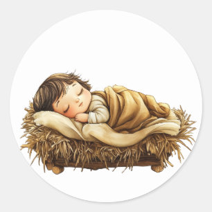 Festive Krippensticker Runder Aufkleber