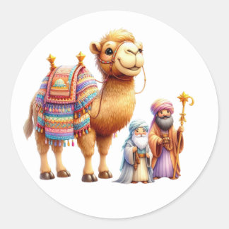 Festive Krippensticker Runder Aufkleber