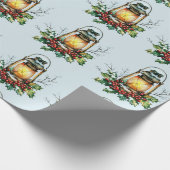 Festive Lantern Nestled in Holly – Seasonal Glow Geschenkpapier (Ecke)
