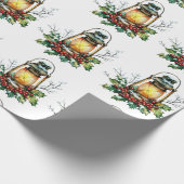 Festive Lantern Nestled in Holly – Seasonal Glow Geschenkpapier (Ecke)
