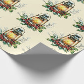Festive Lantern Nestled in Holly – Seasonal Glow Geschenkpapier (Ecke)