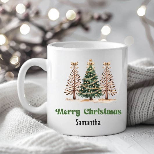 Festive Leopard Christmas Trees Custom Name Mug Kaffeetasse