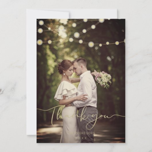 Festive Light Wedding Gold Custom Whimsical Script (Vorderseite)