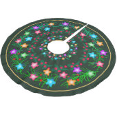 Festive Lights and Holly Holiday Tree Skirt Polyester Weihnachtsbaumdecke (Schrägansicht)