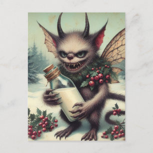 Festive Little Christmas Dark Fantasy Critter Postkarte