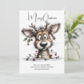 Festive Little Reindeer Feiertagskarte (Stehend Vorderseite)