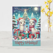 Festive Llama Family Christmas Karte (Gelbe Blume)