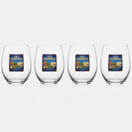 Festive LoCo Mah Jongg Wine Glasses Weinglas Ohne Stiel