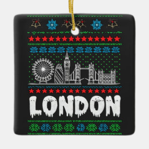 Festive London Vereinigtes Königreich Ugly Christm Keramikornament