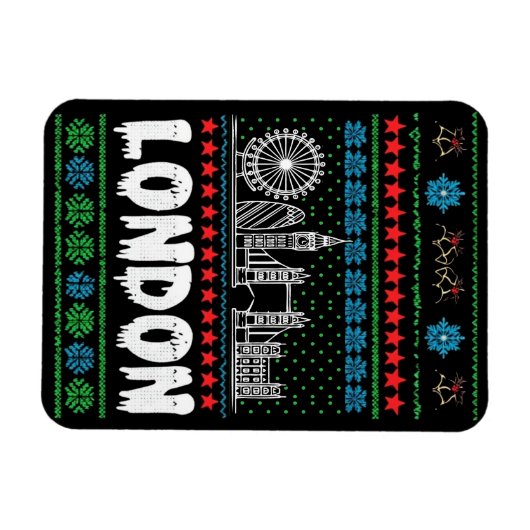 Festive London Vereinigtes Königreich Ugly Christm Magnet (Horizontal)