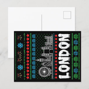 Festive London Vereinigtes Königreich Ugly Christm Postkarte