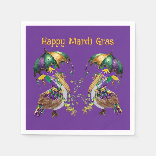 Festive Louisiana Pelican Mardi Gras Serviette (Vorderseite)