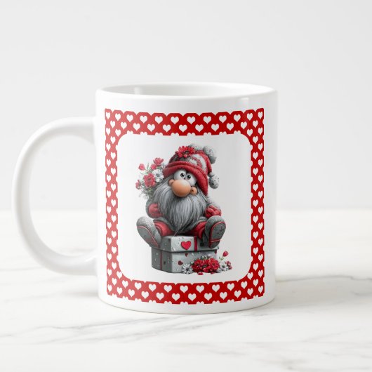 Festive Love Messenger Gnome "Heart and Presents" Jumbo-Tasse (Links)