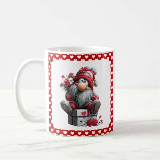 Festive Love Messenger Gnome "Heart and Presents" Kaffeetasse (Links)