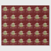 Festive Luxus Burgundy Holiday Frohe Weihnachten Geschenkpapier (Flach)
